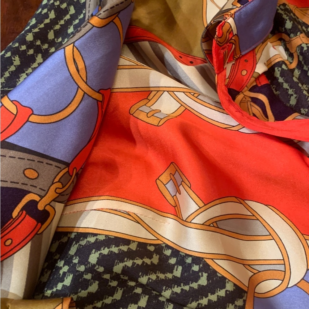 Vibrant Patterned Scarf Patterned Dress, Silky An… - image 3